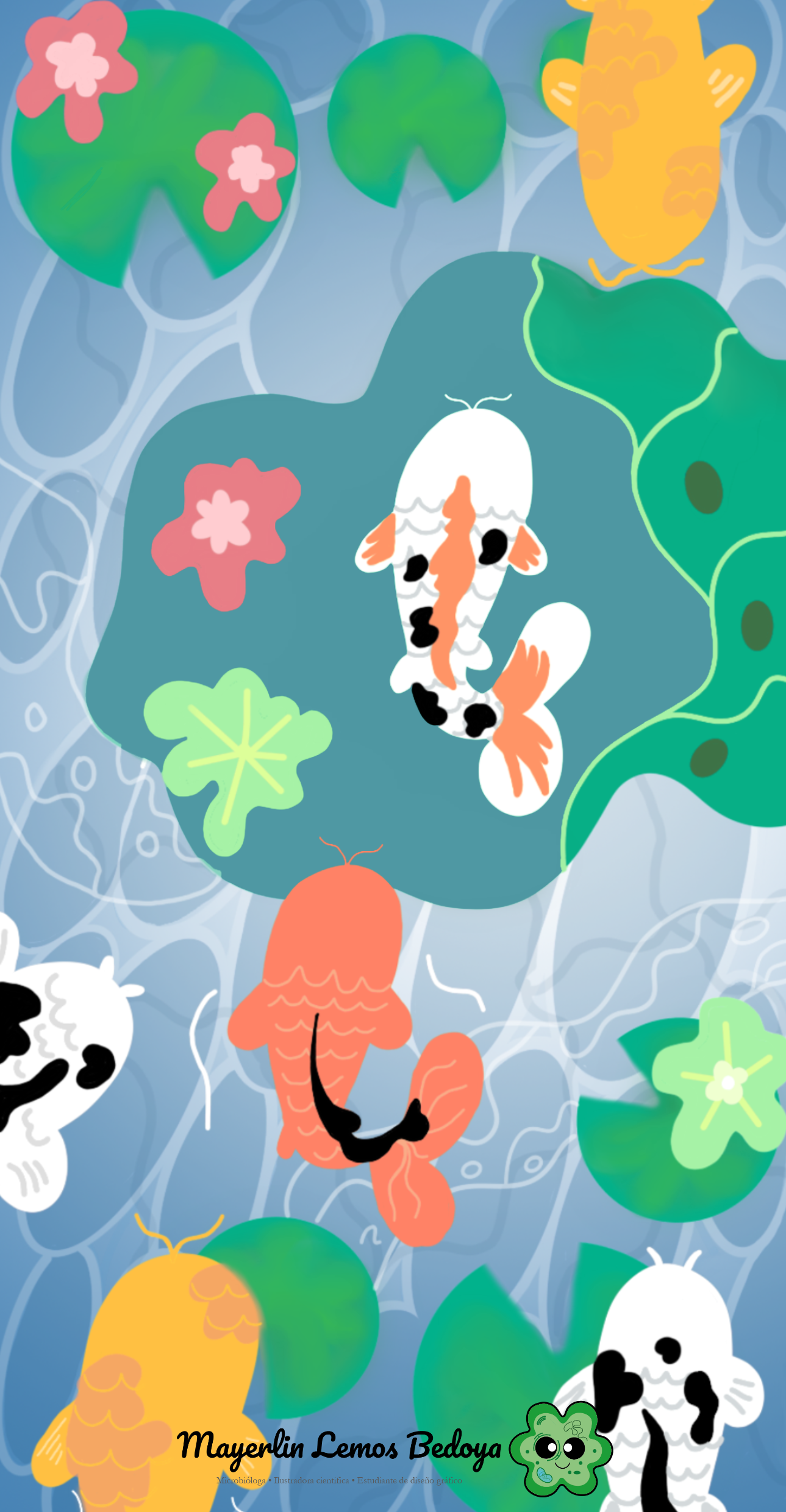 Ilustración científica de microalgas de agua dulce